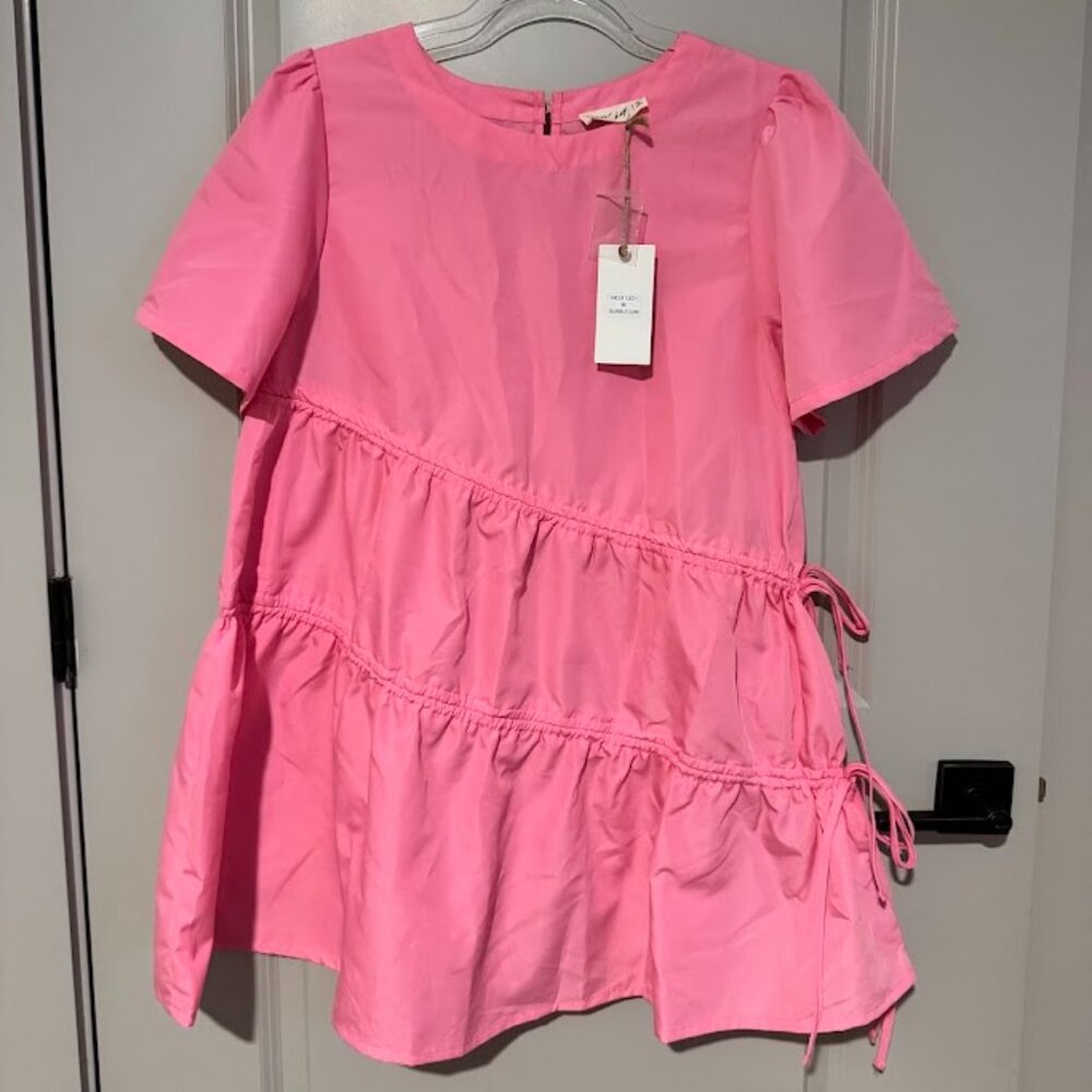 new in Double Drawstring Mini Swing Dress